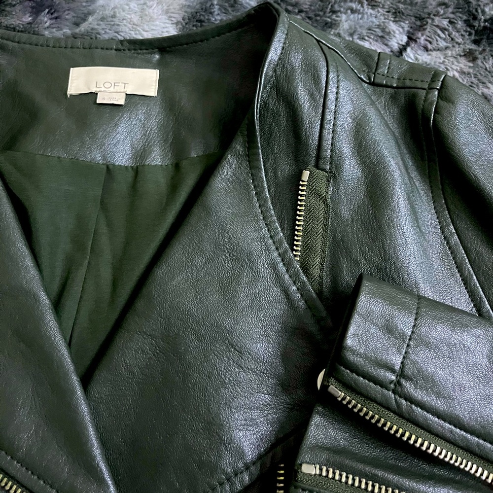 LOFT Olive Green Faux Leather Jacket